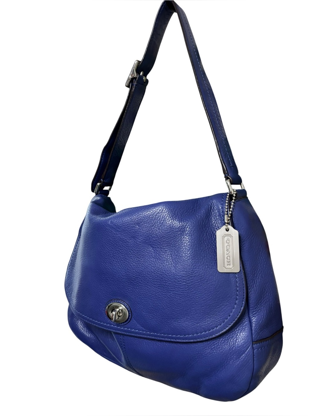 Coach Royal Blue Leather Turnlock Shoulder Bag - Picture 3 of 10